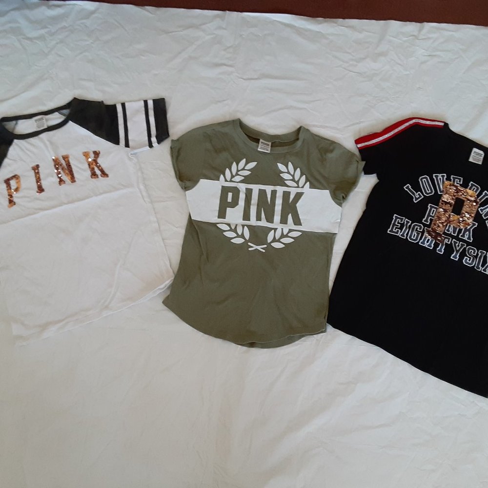 Lot of 3 Victoria's Secret PINK T-shirts: size XS